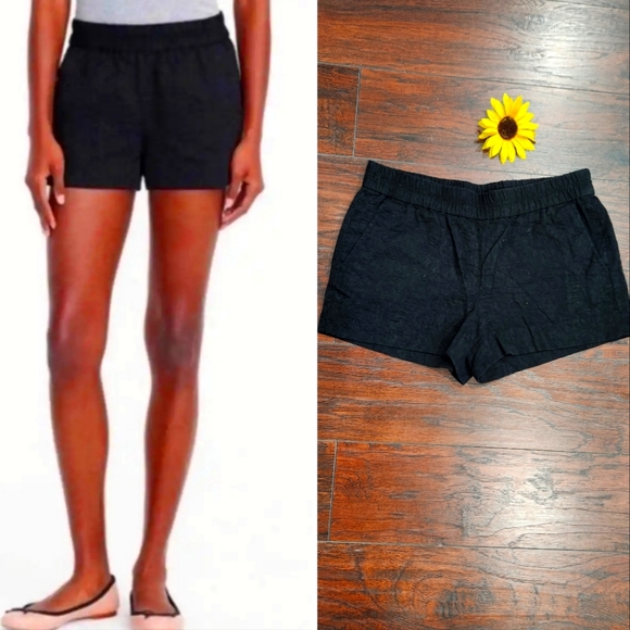 J Crew Black Floral Jacquard Boardwalk Shorts Pull On Elastic Waist - Picture 1 of 3